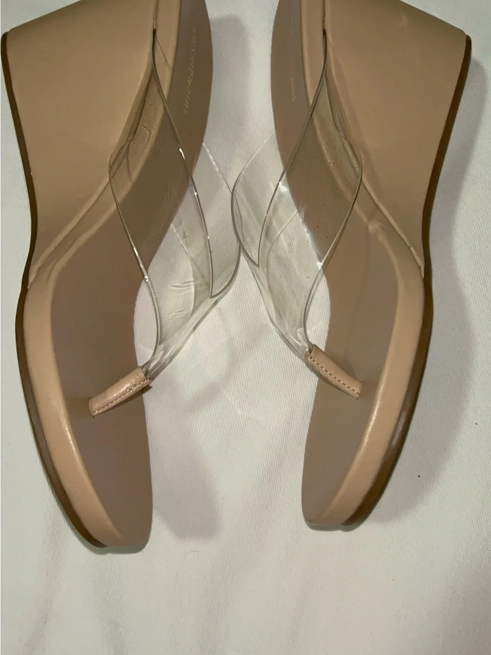 Cushionaire Women's Nude Clear Strap Platform Sandals